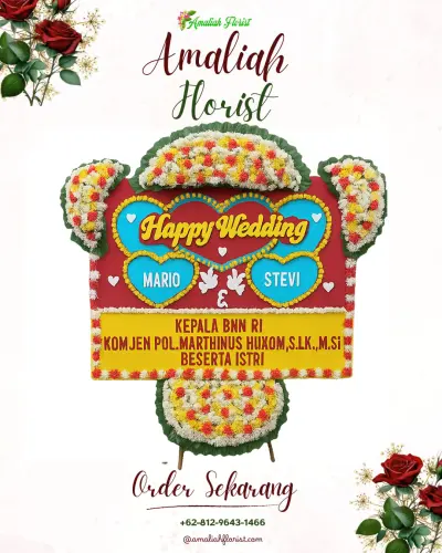 Karangan Papan Bunga Pernikahan di Mekarmaju